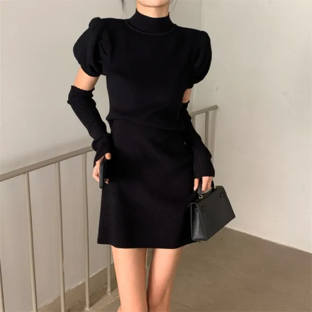 Womens Slim fit Red Knitted Dress Black - Shop at LoveMi