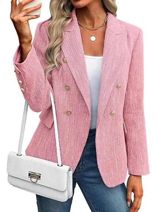 Women's Clothing Solid Color Suit Autumn Simplicity Style Light Pink - Shop at LoveMi
