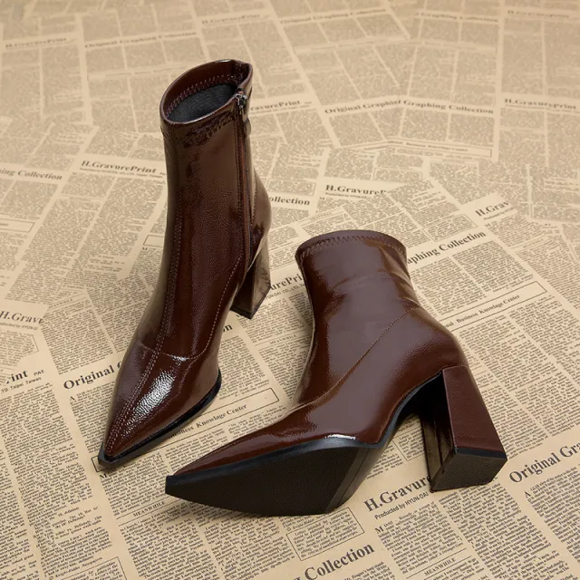 Women's Chunky Heel Elegant High grade Thinner looked High Heel Shoes Brown - Shop at LoveMi