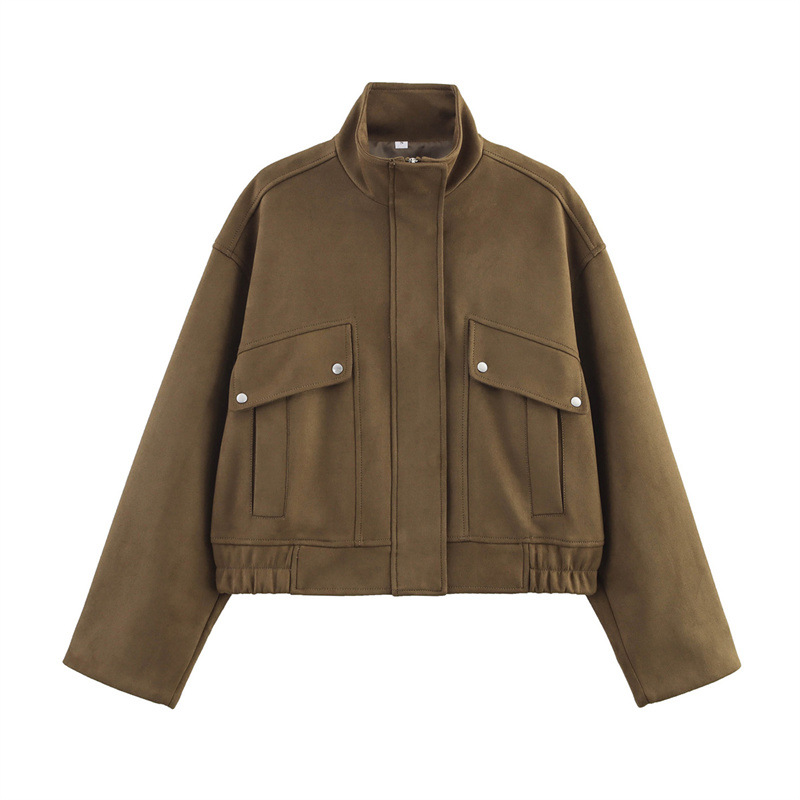 European And American Style Solid Color Cool Suede Jacket Coat