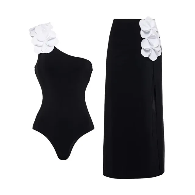 Green Bandeau One Piece Swimsuit With Wrap Skirt Set Green - Shop at LoveMi