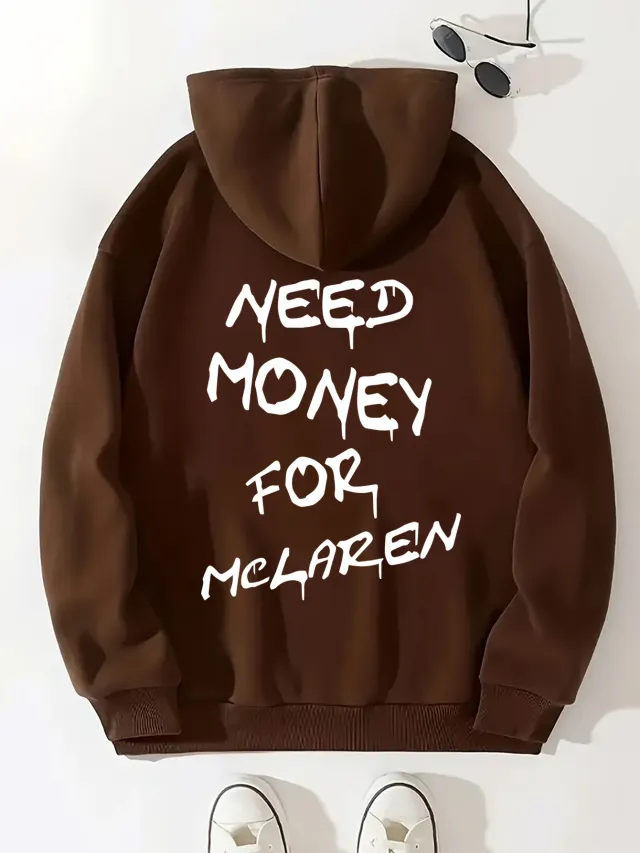 Thick Plain Letter Print Sweatshirt Brown - Shop at LoveMi