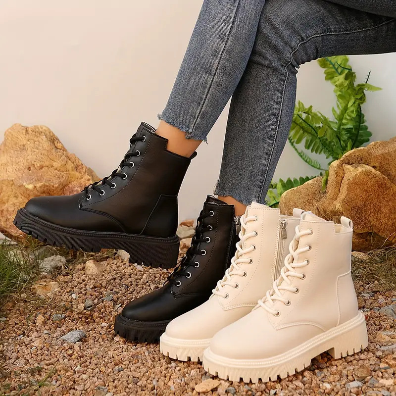 Versatile Motorcycle-style Ankle Boots With A Thick Sole