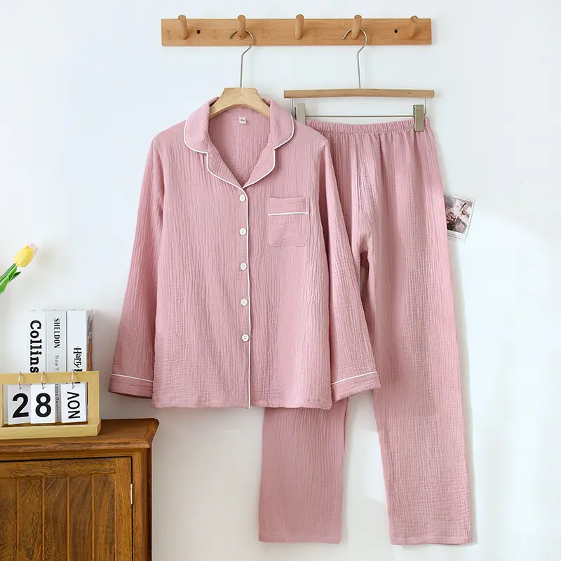 Long Sleeve Pajamas Men's And Women's Cotton