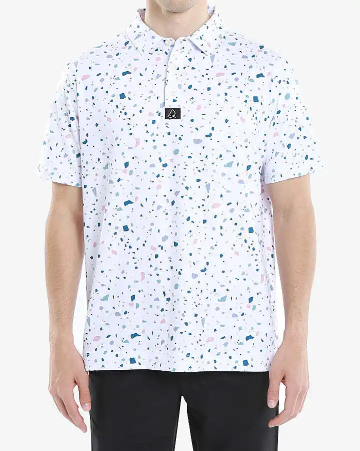 Men's Printed Golf Polo Shirt - Casual Short Sleeve Sports Top for Outdoor Activities