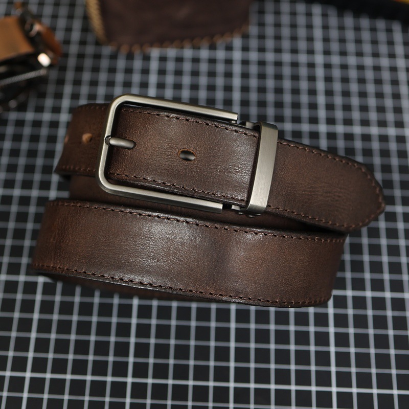 Men's Vintage Genuine Leather Belt With Pin Buckle 14 cb8bbd72 f90b 44a6 be01 52d7d2ccb60b