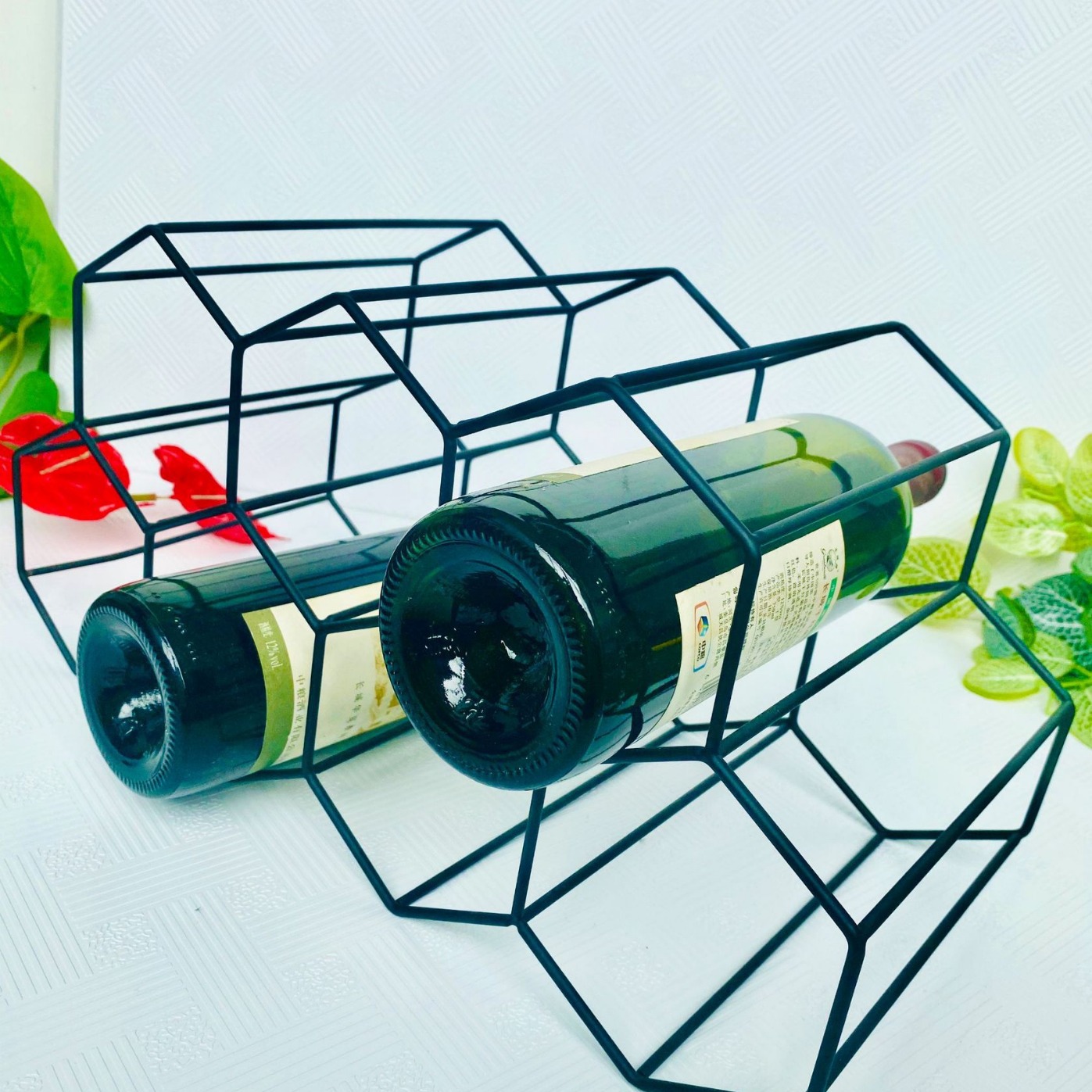 Honeycomb Seven-hole Wine Rack Iron Electroplating