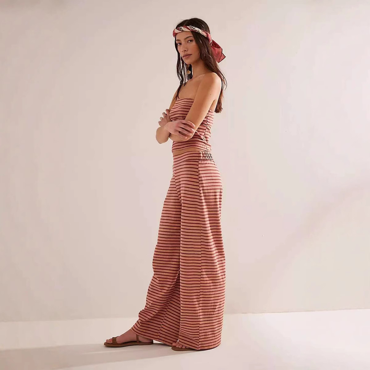 Tube Top Loose Straight Casual Trousers Women's Fashion Suit