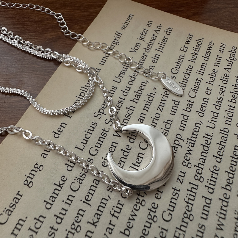 S925 Sterling Silver Moon Necklace With A Niche, Designer-Look Design