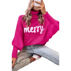 All-match Embroidered Warm Thickened Sweater For Women - Rose Red - View 1