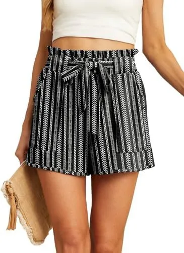 Women's Short Belt Pocket Summer Casual 23 Bohemian Stripes - Shop at LoveMi