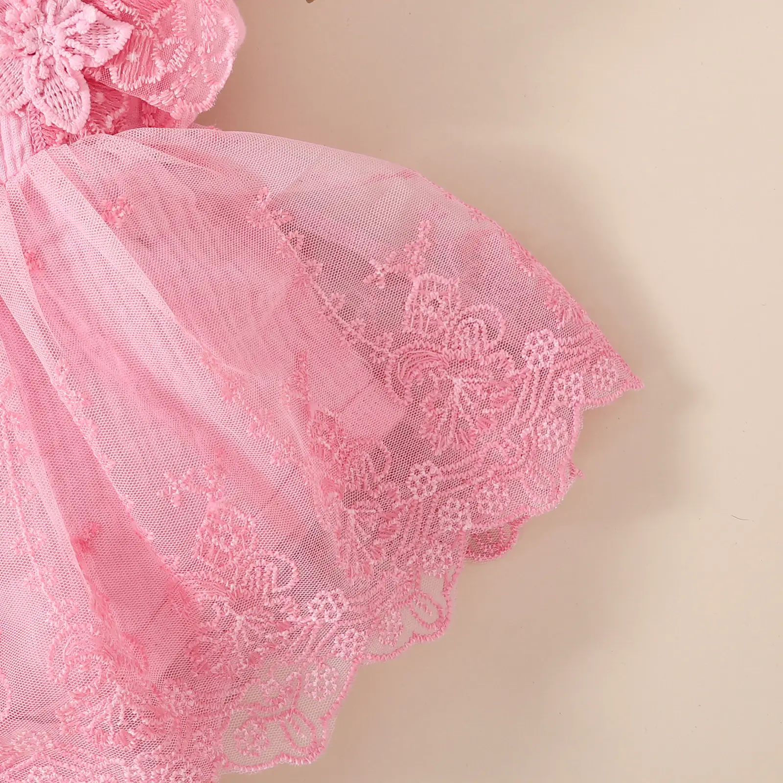 Summer Baby Girl Sweet Sleeveless Lace Triangle Rompers Mesh Lace Flower Dress