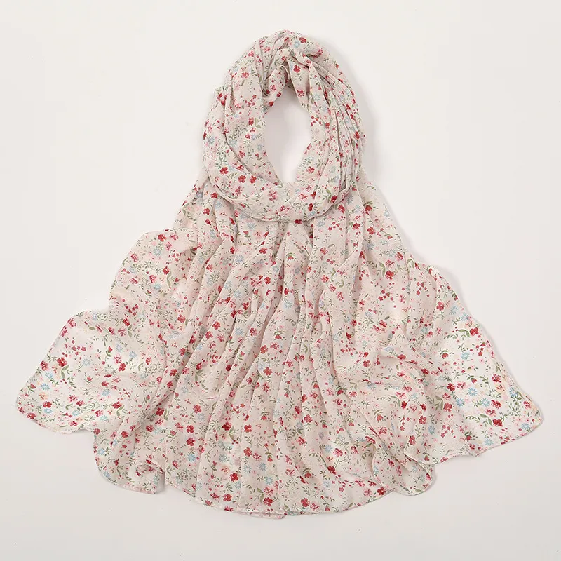 Spring And Summer Thin Fresh Flowers Floral Chiffon Printed Scarf - Style11