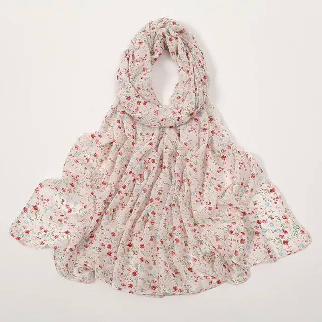 Spring And Summer Thin Fresh Flowers Floral Chiffon Printed Scarf Style11 - Shop at LoveMi