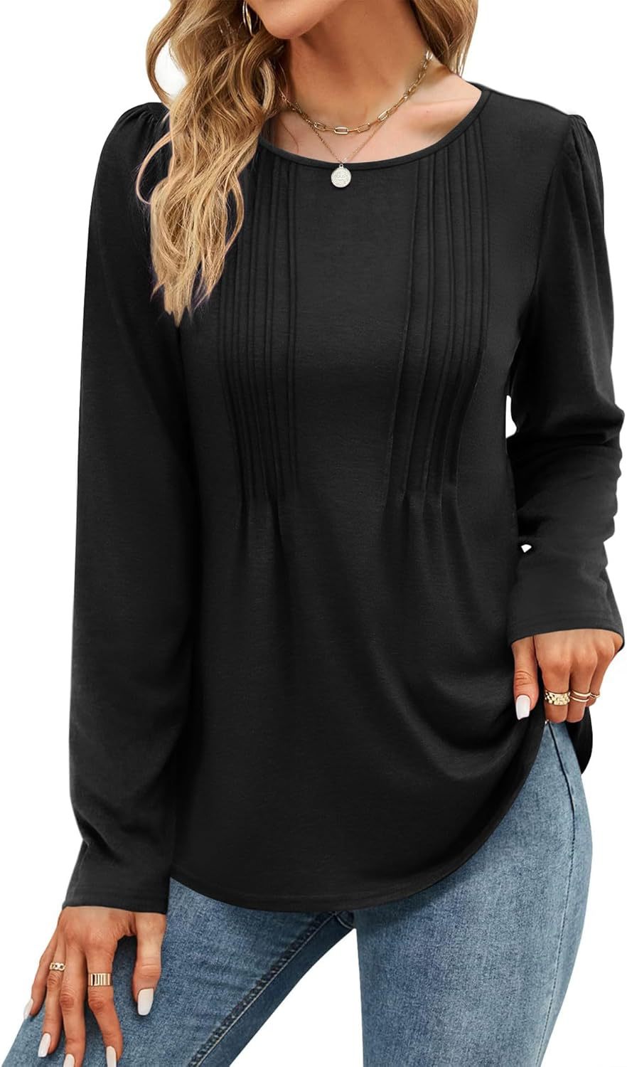 Plain-colored Long-sleeve Crew-neck Top — foto 3