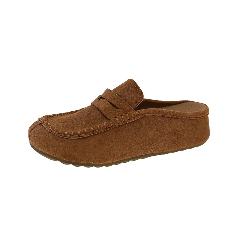 Slide-on Closed-toe Backless Retro Chunky-sole Casual Slippers