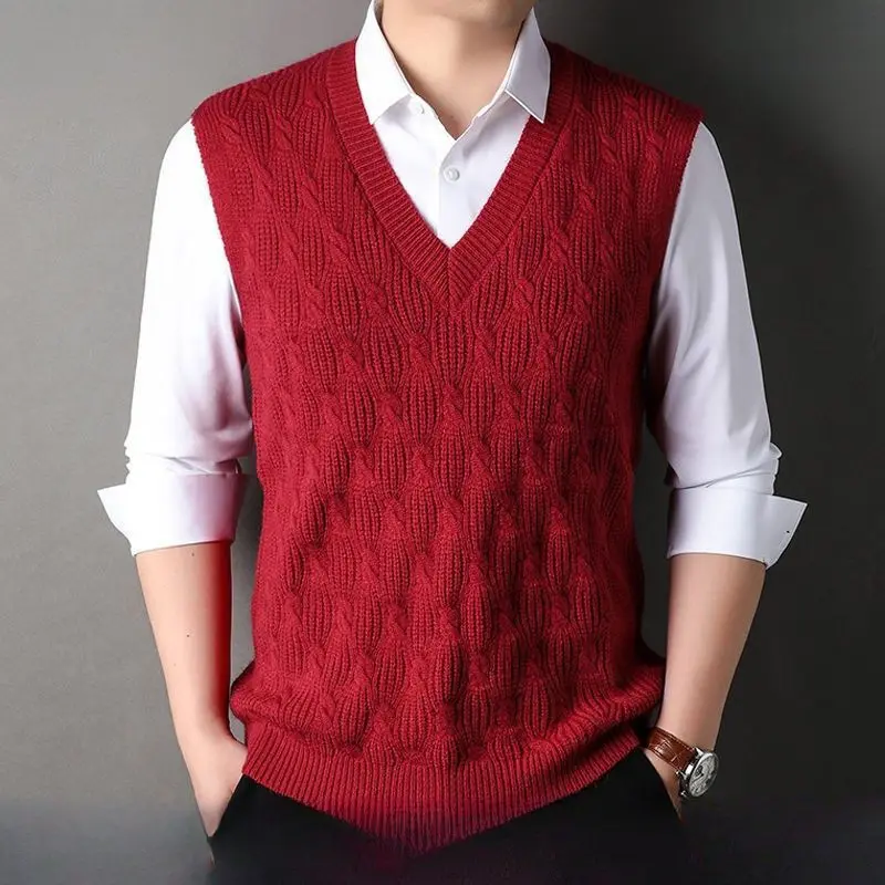 Mens Knitted Sweater Sleeveless Vest