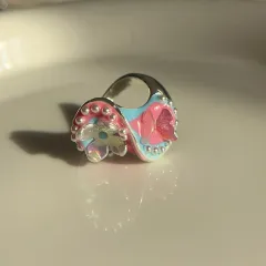 High-grade Metal Wide Heart Twin Enamel Drop Oil Ring - 3 Style - View 1