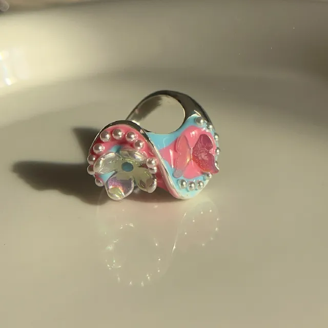 High grade Metal Wide Heart Twin Enamel Drop Oil Ring 3 Style - Shop at LoveMi