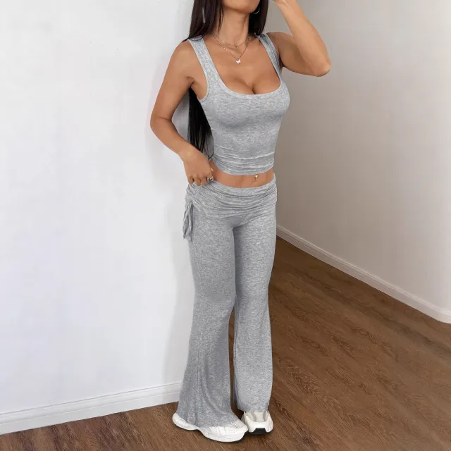 Y2g Sports Style Solid Color Women's Trousers Suit Women's Clothing Gray - Shop at LoveMi