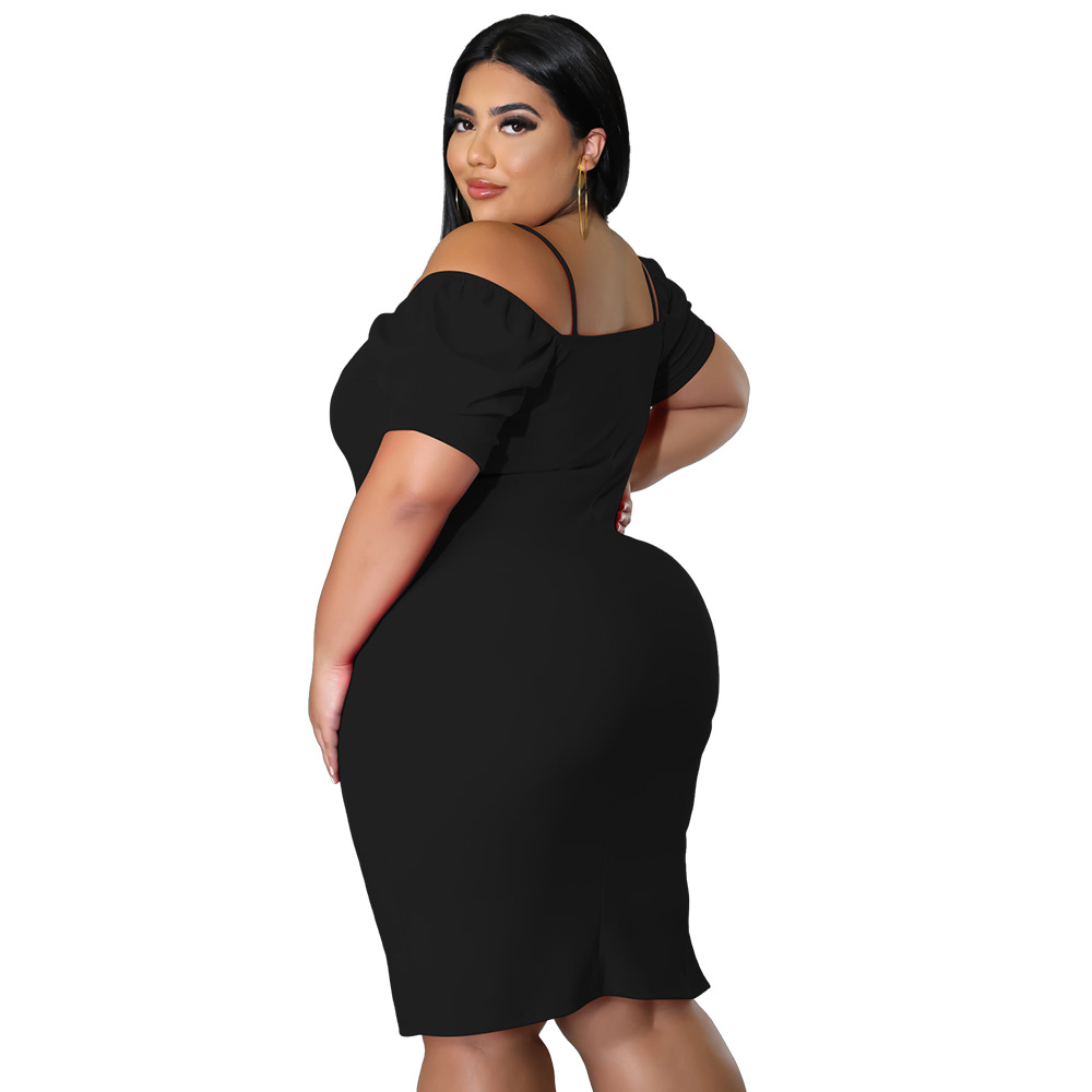 Sling Backless Off-shoulder Oversleeves Plus Size Dress