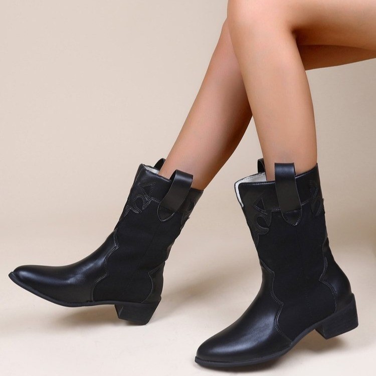 Pointed Toe Chunky Heeled Boots, picture 4 of 4