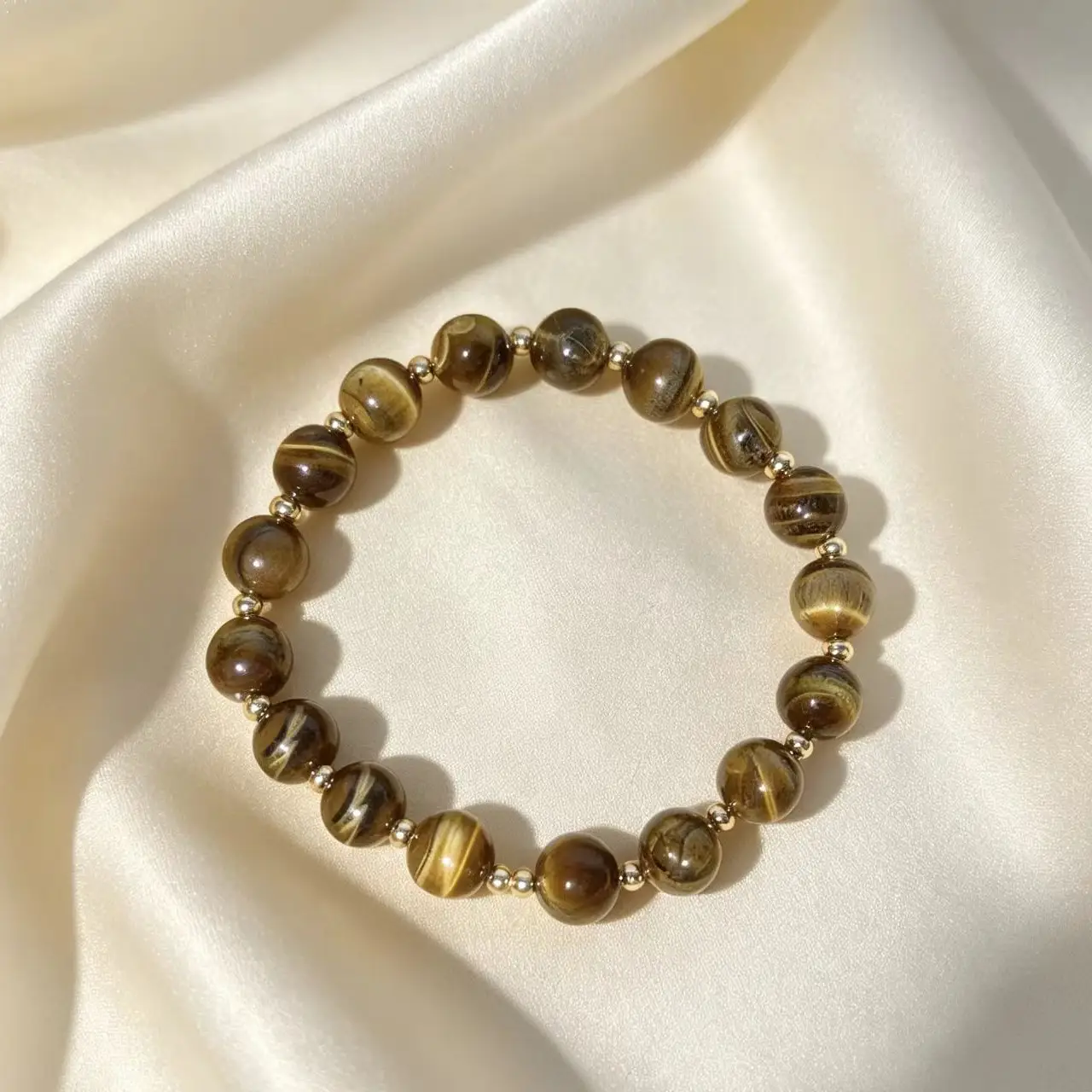 Womens Round Natural Stone And Metal Bracelet