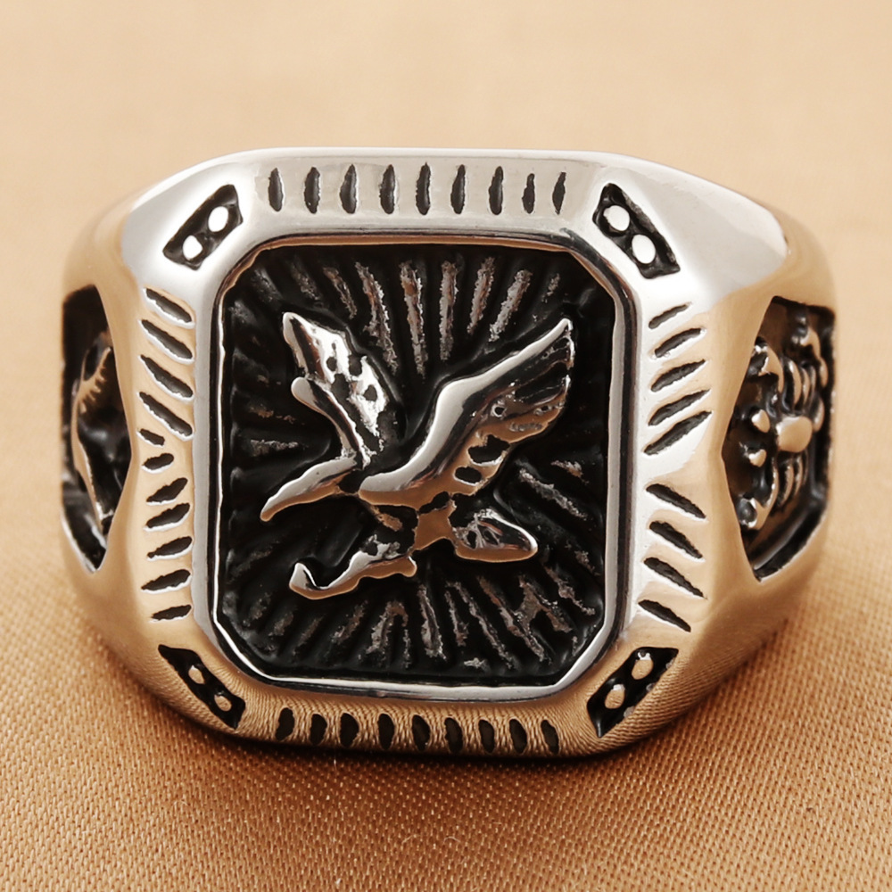Mens Stainless Steel Eagle Ring