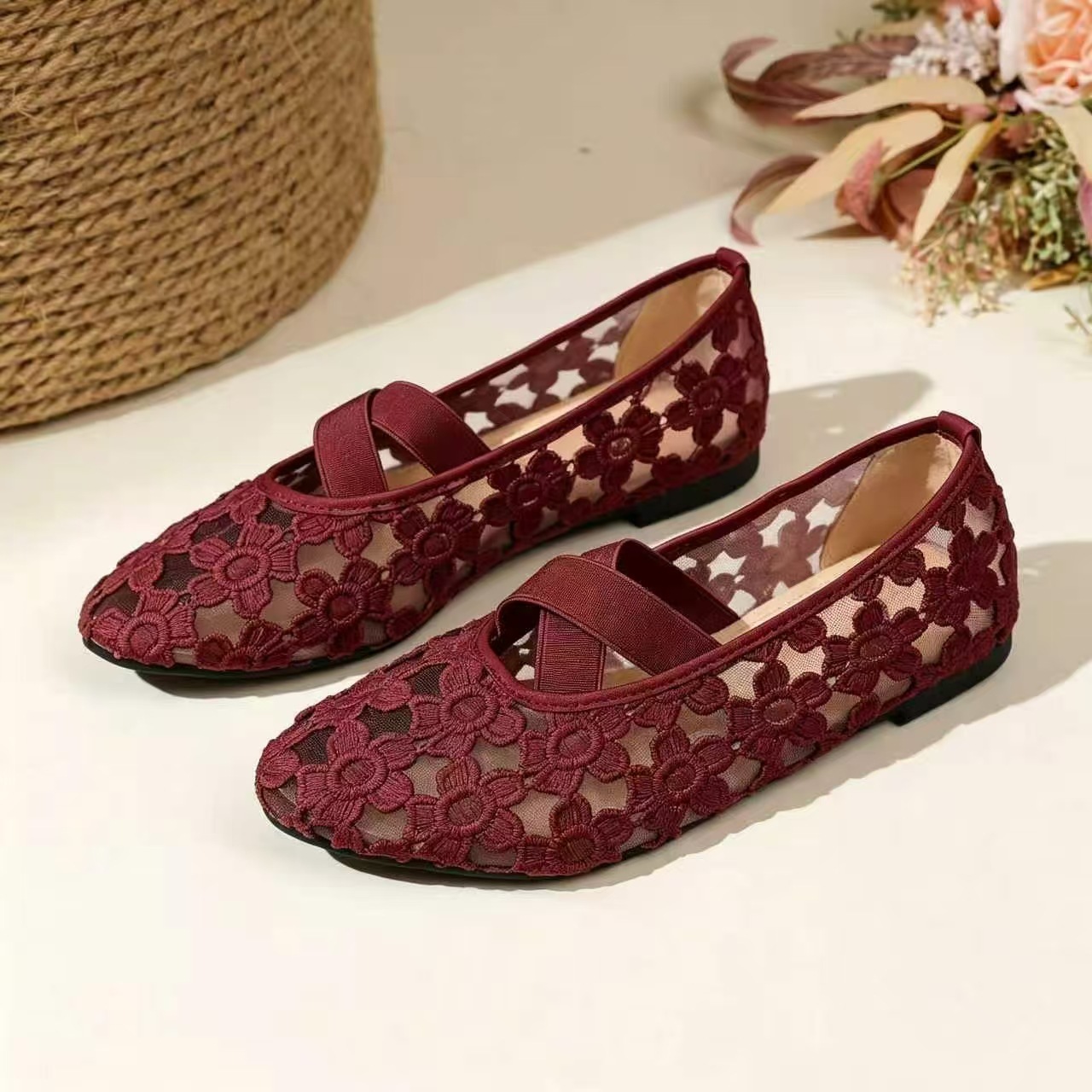 Mesh Lace-Up Flat Shoes, picture 7 of 7