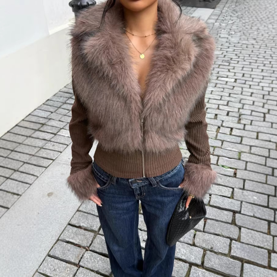 Versatile Casual Slim-fit Zip-up Knit Jacket