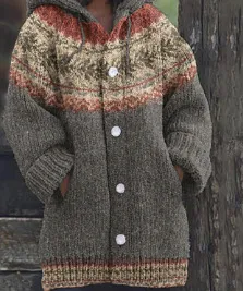 Retro Coat Lazy Hooded Knitted Qs52 6 5Xl - Shop at LoveMi