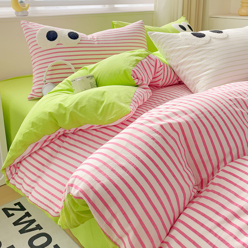 Big Eyes Four-piece Bedding Set Sanding Duvet Cover Bedding Suit - Image 7