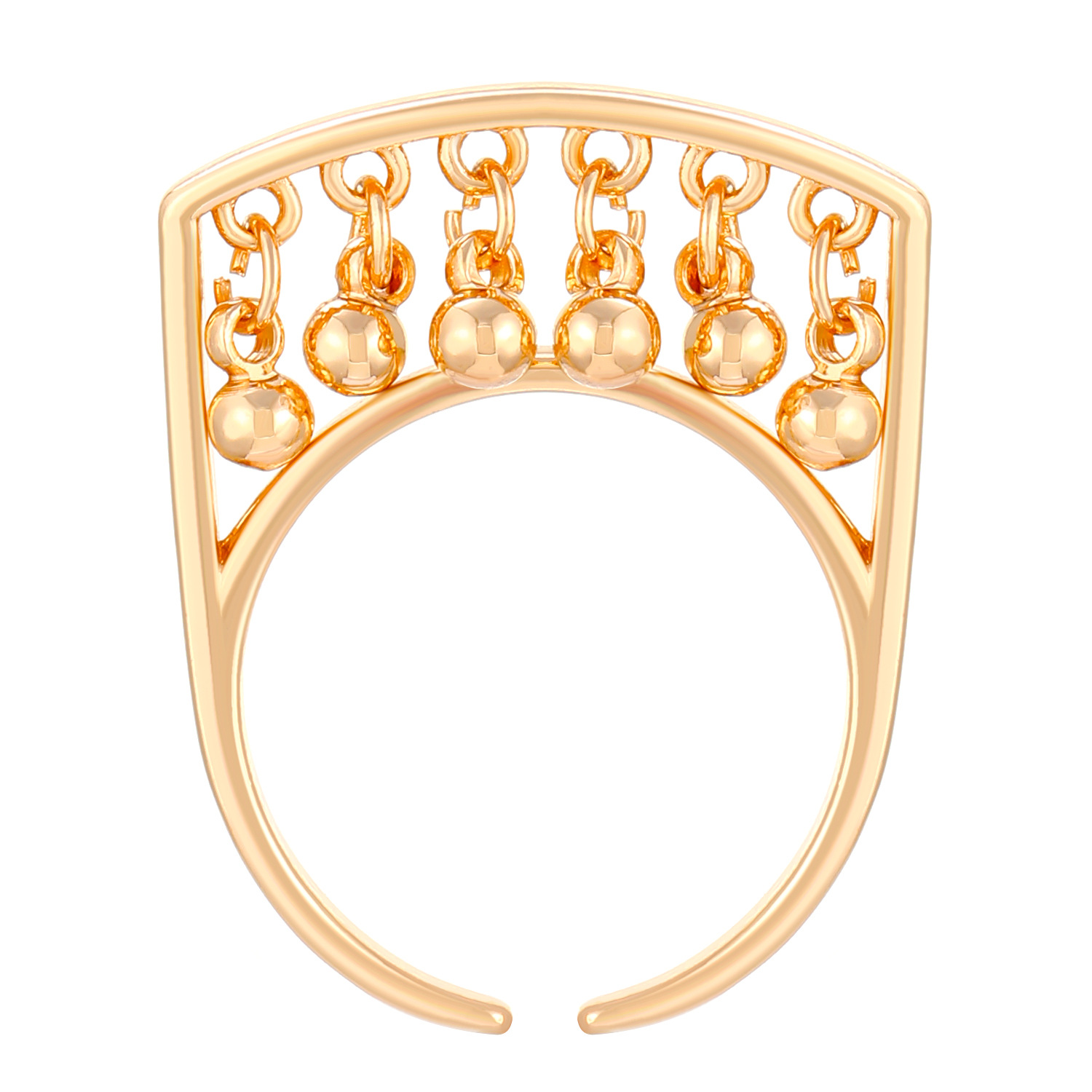 Fashion Design Round Bell Tassel Open Ring For Women