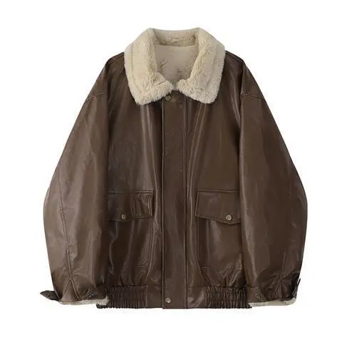 Zipper Retro Fashion Elegance Leather Coat Women's Autumn And Winter Coffee - Shop at LoveMi