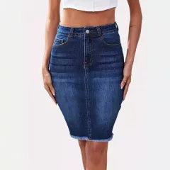 Denim Package Hip Skirt Women's Slimming - Dark Blue - View 1