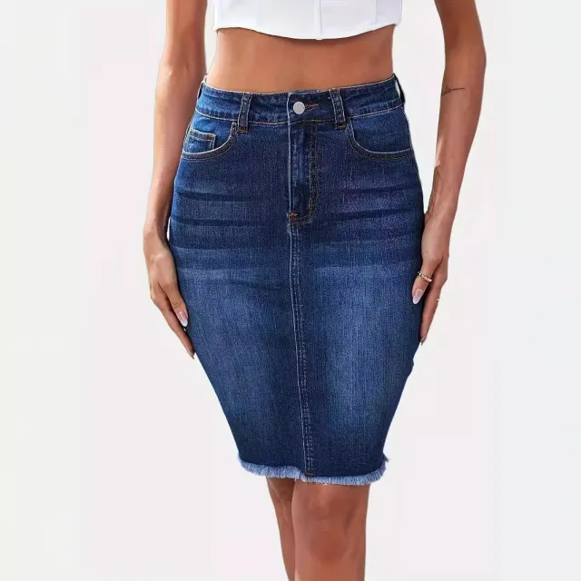Denim Package Hip Skirt Women's Slimming Dark Blue - Shop at LoveMi