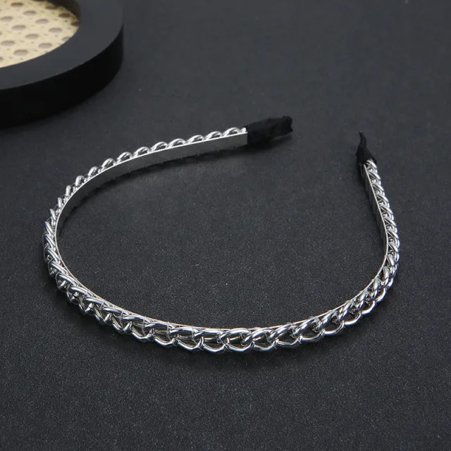 Thick Chain Hair hoop Women's Metal Hair Band Handmade Winding Headdress Exquisite Hair Accessories Silver - Shop at LoveMi