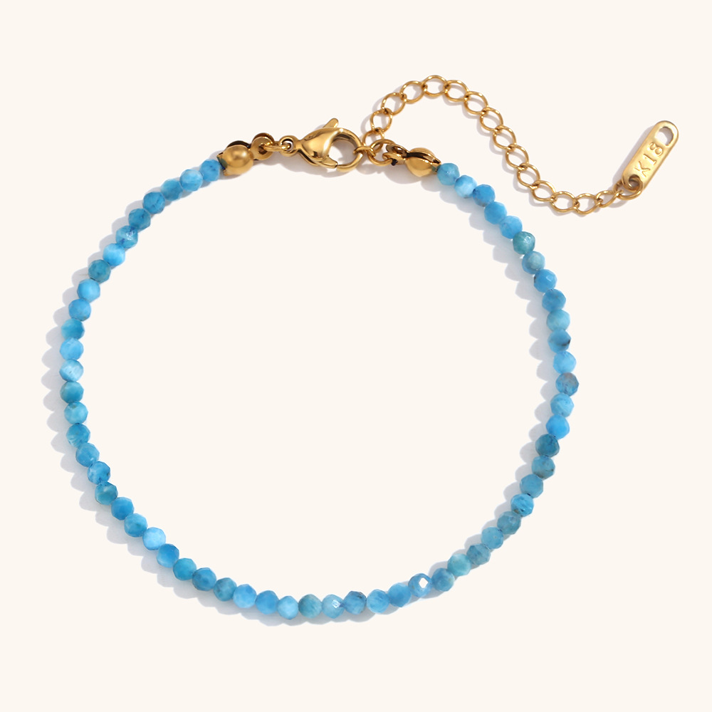 Simple All-match Retro Elegant Advanced Stainless Steel 18K Gold Plating Natural Stone Anklet