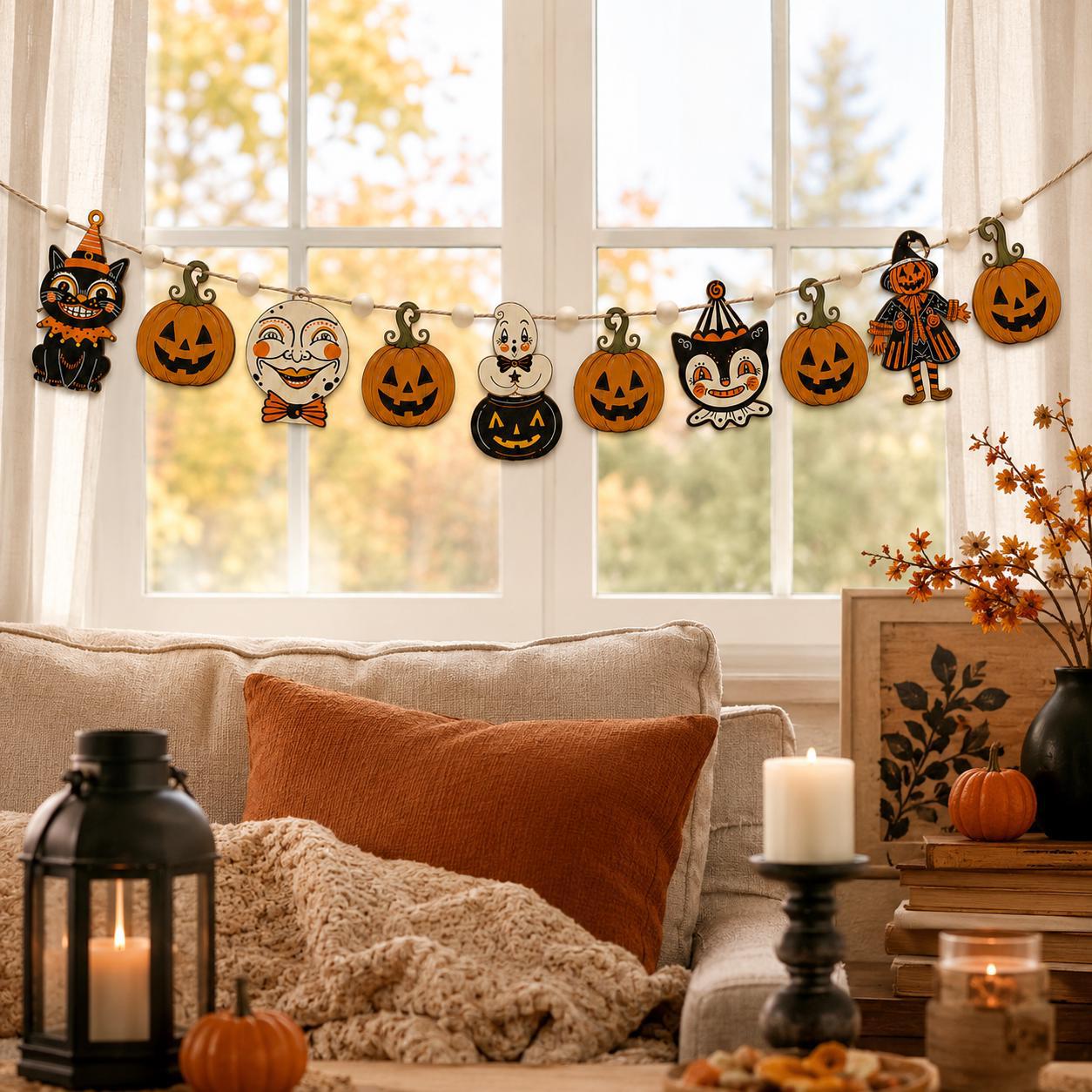Halloween pumpkin cat hanging decoration (halloween faces)