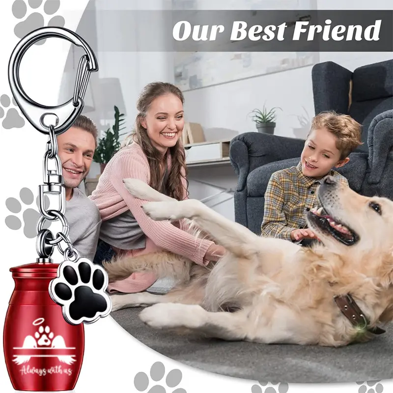 Aluminum Alloy Paw Print Cremation Urn Keychain