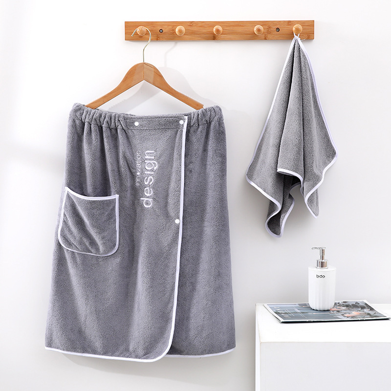 Gray Embroidered Towel