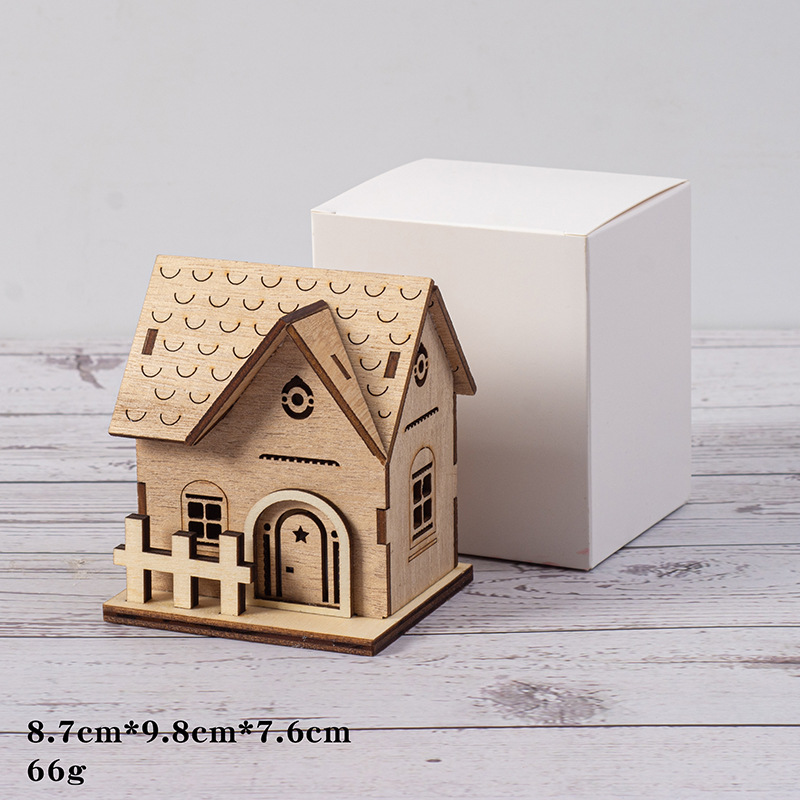 Christmas Wooden Luminous Cabin Decoration Small House