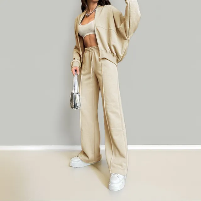 European And American Women's Clothing Suit Fashion Solid Color Casual Loose Apricot - Shop at LoveMi