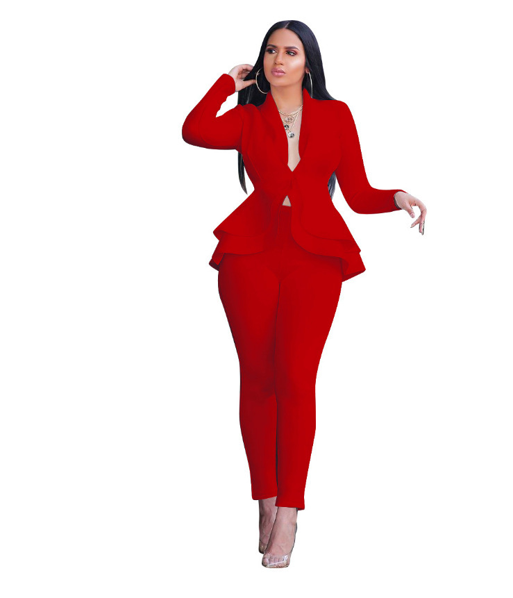 European And American-style Chic Ruffled Blazer Casual Set 6