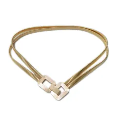 Cross-border Metal Double Spring Belt Casual Elastic A Pair Of Buckles Girdle Coat Decoration Waist Chain - Gold - View 1