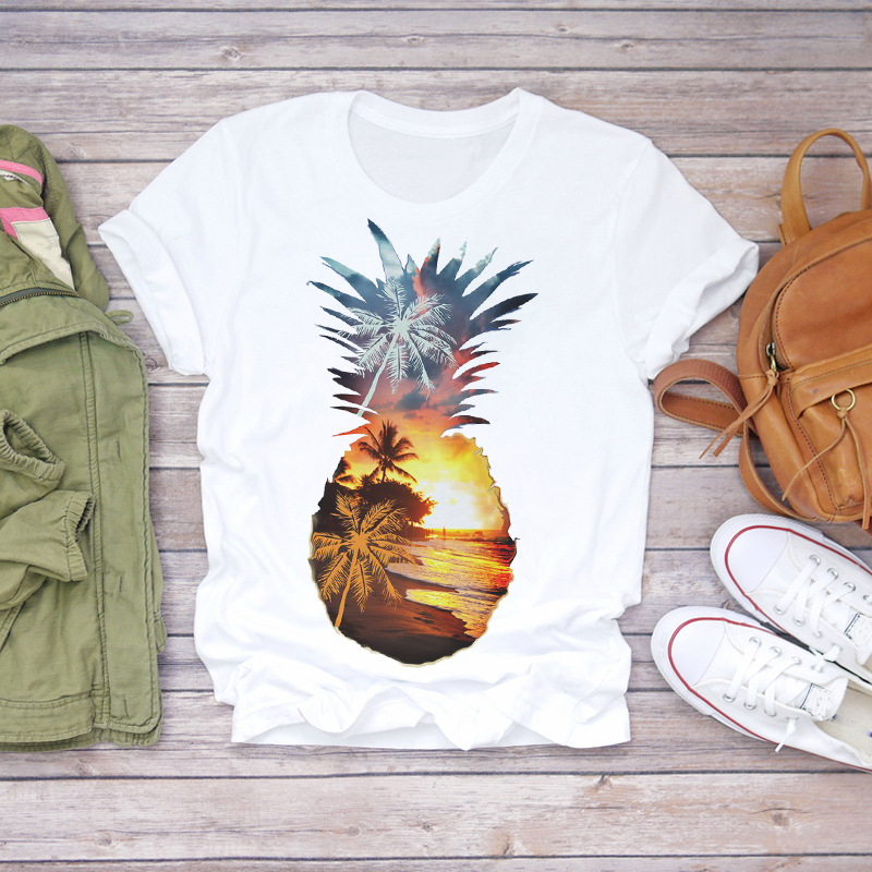 Watercolor Pineapple Fruit Printed Fashion Retro Top