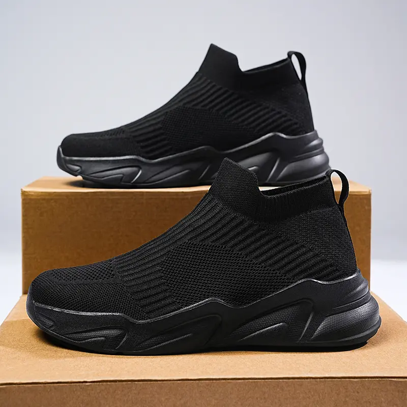 Men's Mid-cut Laceless Knit Sock Shoes