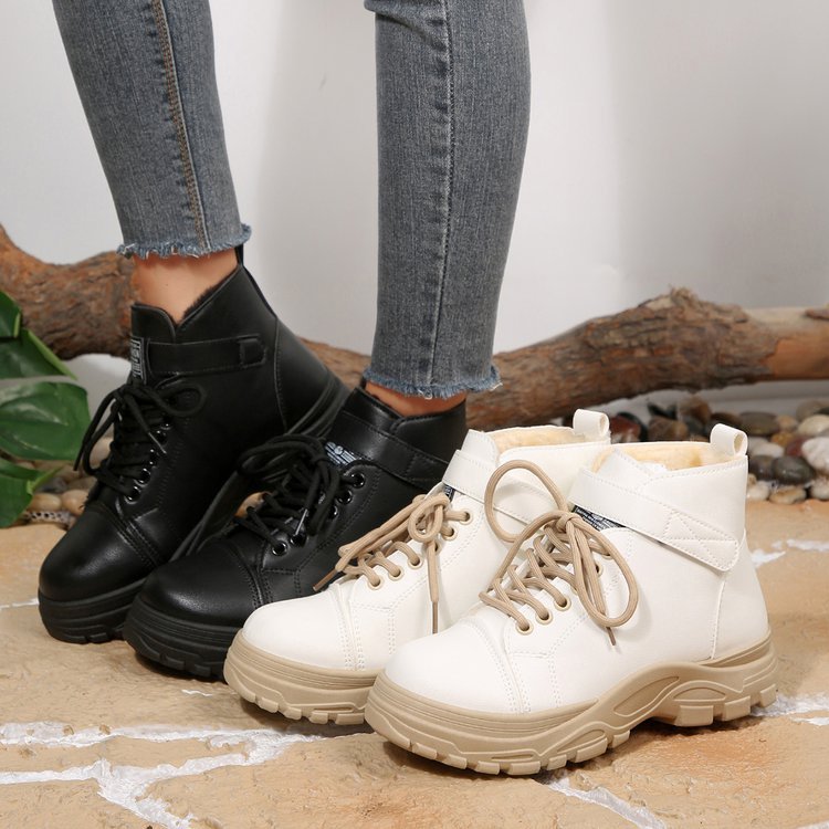 Womens Casual All Matching Fleece Lined Thickened Cotton Boots