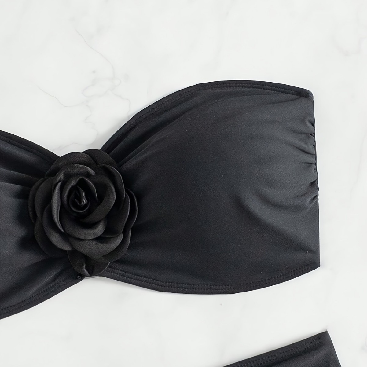 Black Floral Two-Piece Split Swimsuit - Image 4