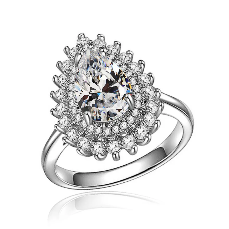 Fashion Teardrop Ring For Women - White Gold Color